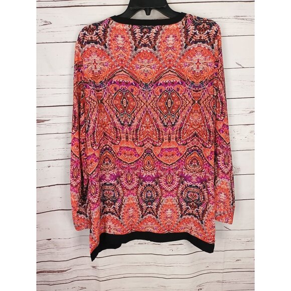 Rafaella Womens Boho Style Blouse Size XL Paisley Pattern V-Neck Long Sleeve Top - Picture 2 of 7
